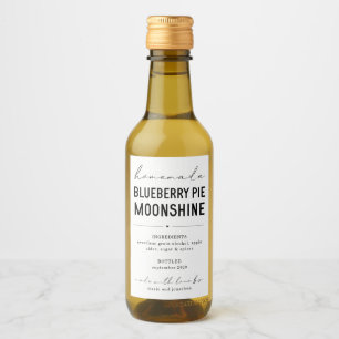 Personalize Homemade Blueberry Pie Moonshine Label