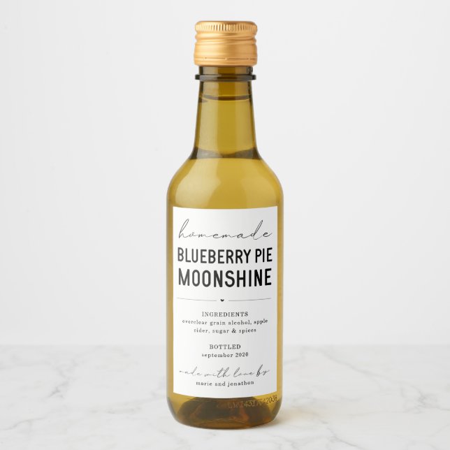 Personalize Homemade Blueberry Pie Moonshine Label (Front)