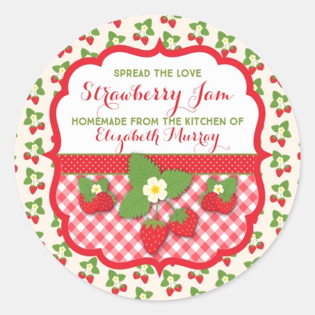 Personalize Homemade Strawberry Jam Label (Front)