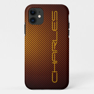 Personalize Honey black carbon fibre patterned iPhone 11 Case