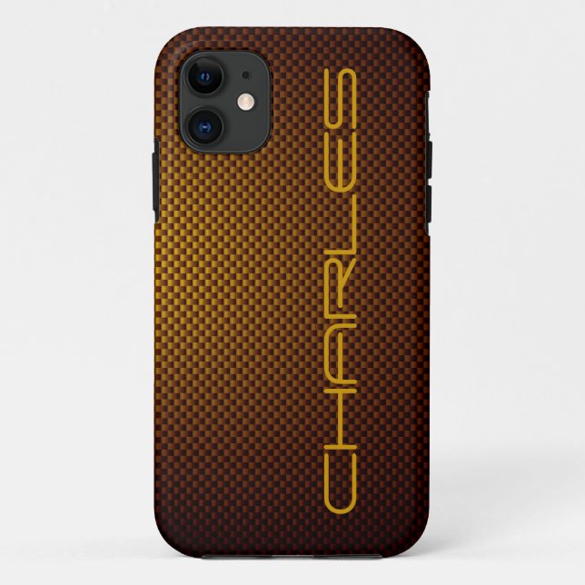 Personalize Honey black carbon fibre patterned Case-Mate iPhone Case (Back)