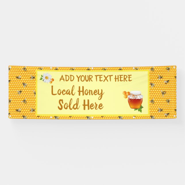 Personalize Honey Business Local Honey Sold Here Banner (Horizontal)
