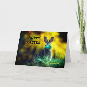 Personalize HOPPY EASTER Funny Bunny Mask Pandemic Card