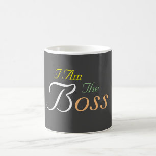 Personalize I Am The Boss Light Grey  Coffee Mug