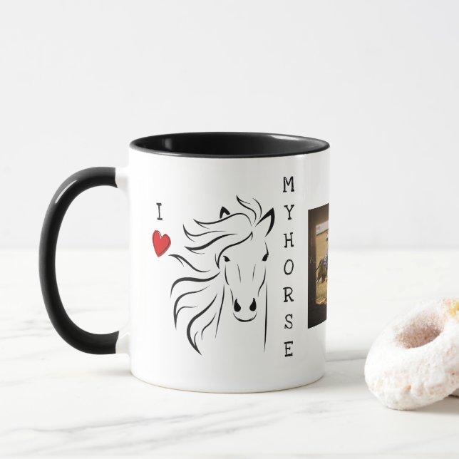 Personalize I Love My Horse Photo Mug (With Donut)