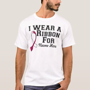 Personalize I Wear a Burgundy and White Ribbon T-Shirt