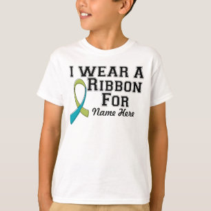 Personalize I Wear a Green and Teal Ribbon T-Shirt