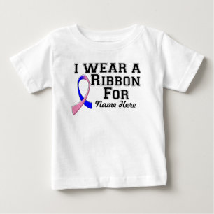 Personalize I Wear a Pink and Blue Ribbon Baby T-Shirt