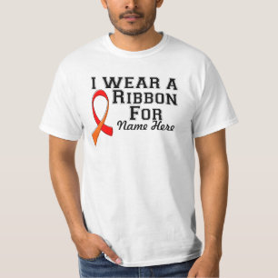 Personalize I Wear a Red and Orange Ribbon T-Shirt