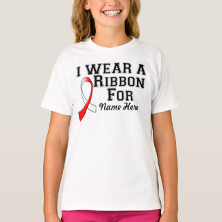 Personalize I Wear a Red and White Ribbon T-Shirt