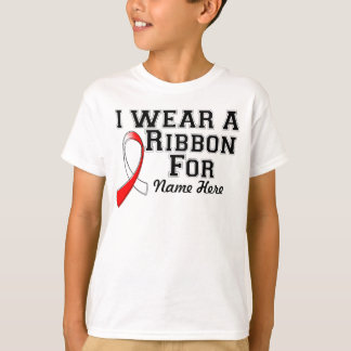 Personalize I Wear a Red and White Ribbon T-Shirt