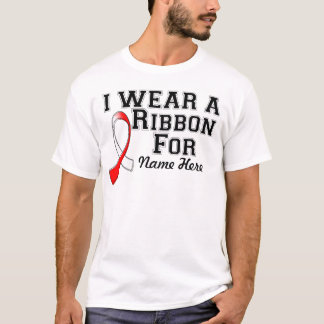 Personalize I Wear a Red and White Ribbon T-Shirt
