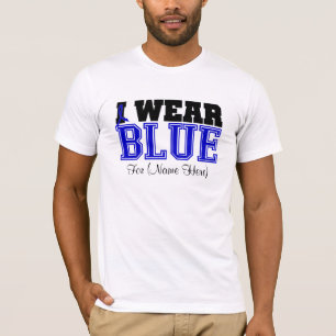 Personalize I Wear Blue Ribbon Colon Cancer T-Shirt