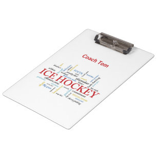 Personalize, Ice Hockey Coach Thank You in Words Clipboard