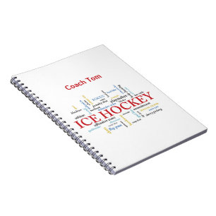 Personalize, Ice Hockey Coach Thank You in Words Notebook