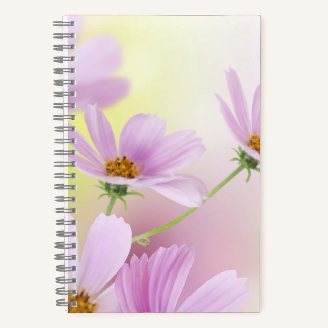 Personalize Image & Pink Flower Watercolor Notebook (Front)