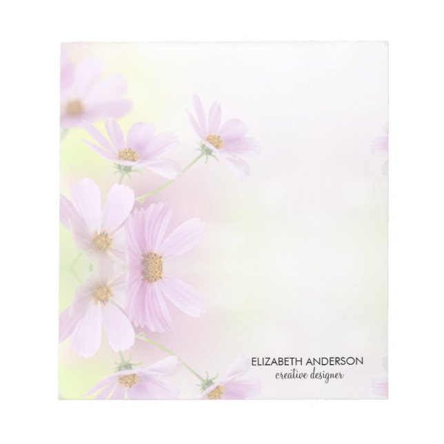 Personalize Image & Pink Flower Watercolor Notepad (Front)