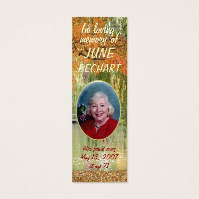 Personalize In Loving Memory Photo Bookmark (Front)