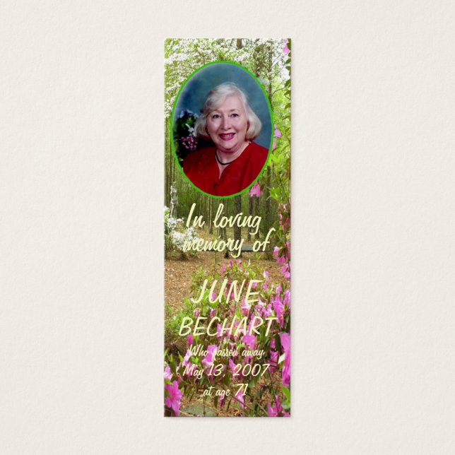 Personalize In Loving Memory Photo Bookmark (Front)