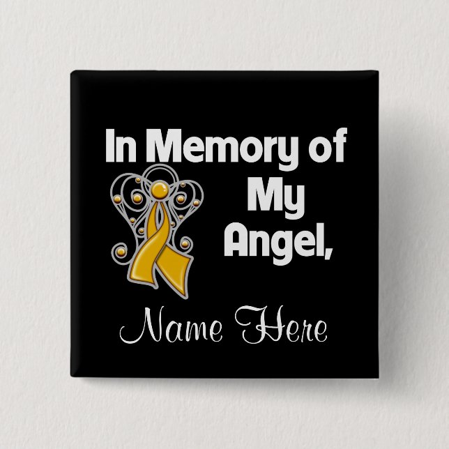 Personalize In Memory of My Angel Appendix Cancer 2 Inch Square Button (Front)