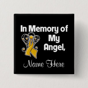 Personalize In Memory of My Angel Appendix Cancer 2 Inch Square Button