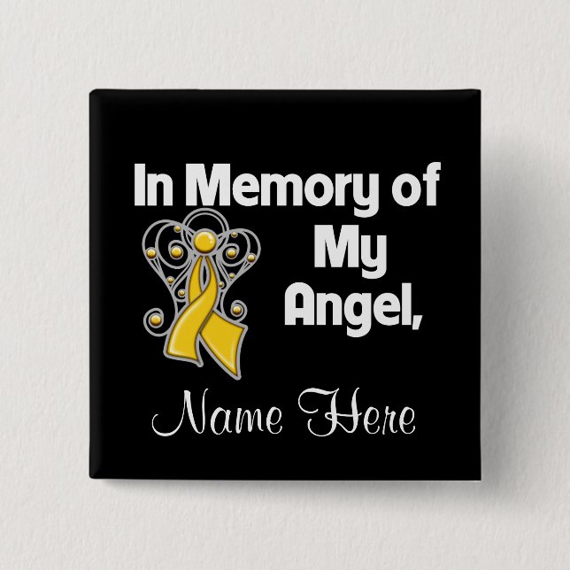 Personalize In Memory of My Angel Childhood Cancer 2 Inch Square Button (Front)