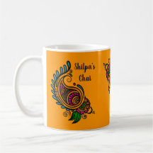 Personalize Indian Orange Paisley Chai Mug
