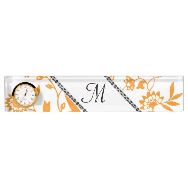 Personalize Information Monogrammed Leaf Vines Art Nameplate (Front)