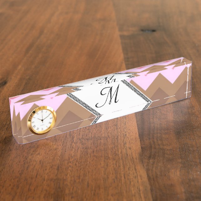 Personalize Information Monogrammed Stripe Chevron Nameplate (Side)