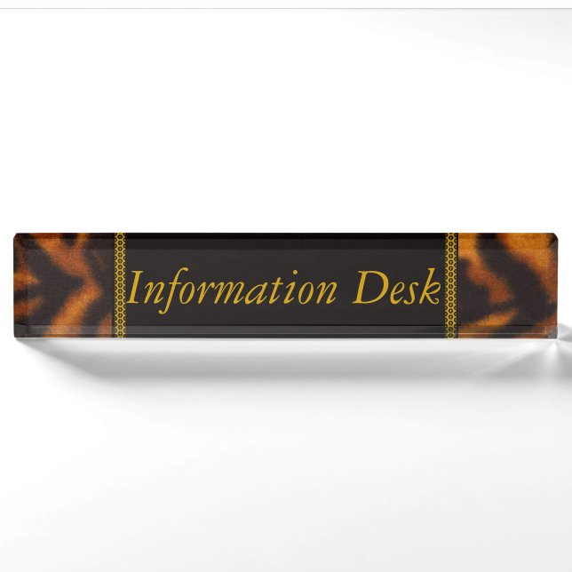 Personalize Information Pattern Tiger Stripes Art Nameplate (Front)