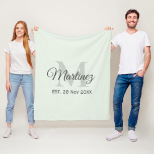 Personalize inital and family name date custom fleece blanket