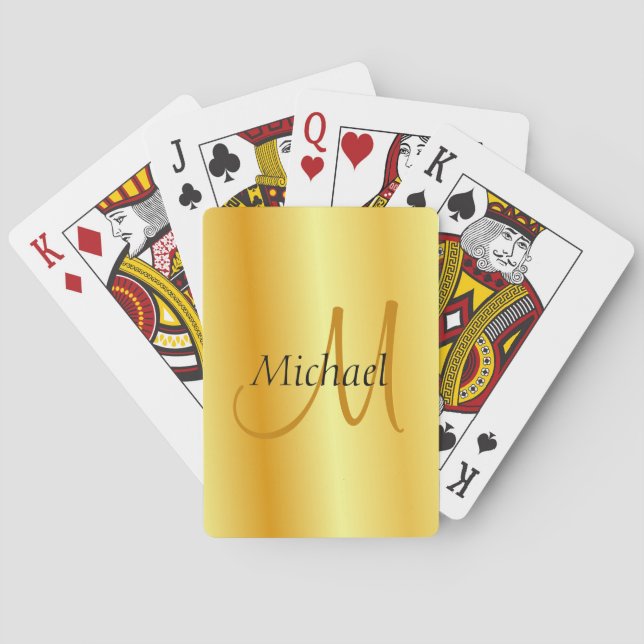Personalize Initial Monogram Elegant Gold Template Playing Cards (Back)