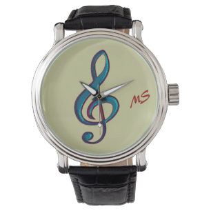 personalize initials musical note watch