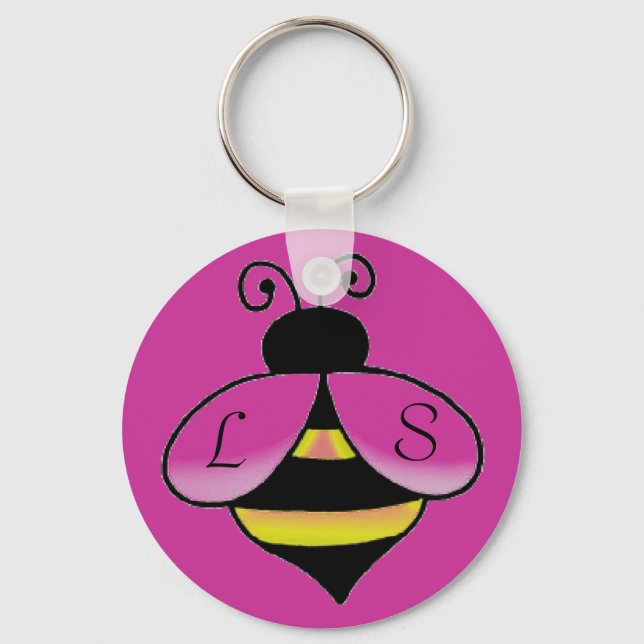 Personalize Initials / Name Cute Bee Keychain (Front)