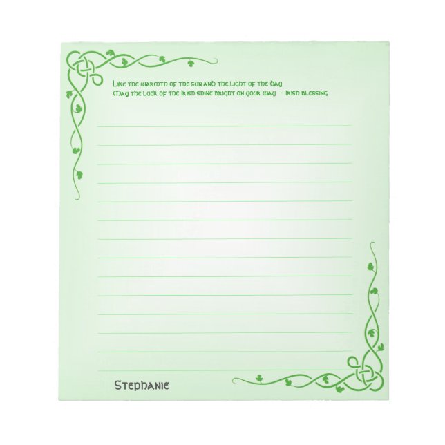 Personalize:  Irish Blessing (#2) Celtic Braids Notepad (Front)
