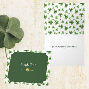 Personalize Irish Watercolor Shamrocks Thank You Card