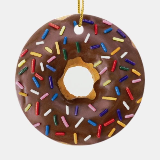 Personalize It, Chocolate Doughnut Ceramic Ornament (Front)