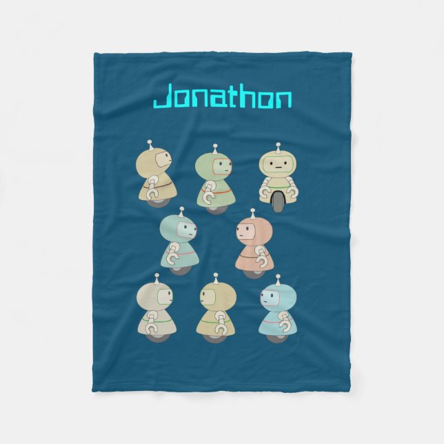 Personalize it - Cute Robot Illustration Fleece Blanket (Front)
