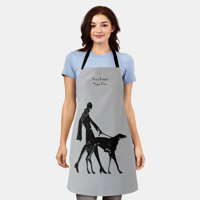Personalize It Deco Lady and Borzoi Grooming Apron (Worn)