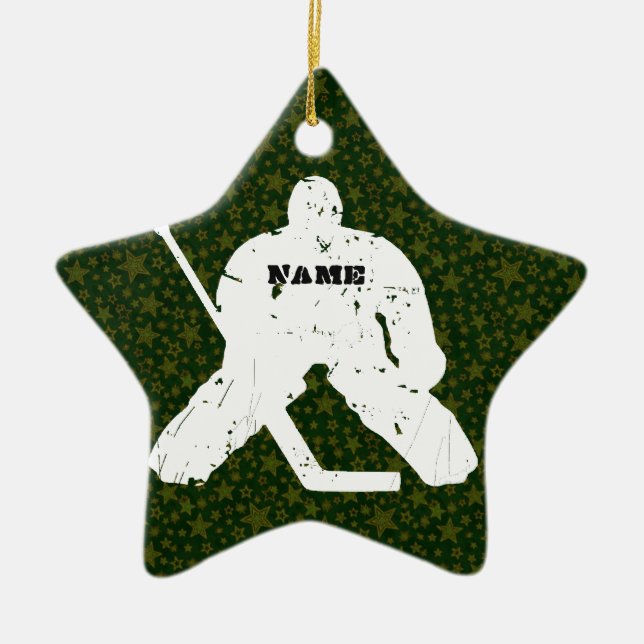 Personalize it, Hockey Goalie Ceramic Ornament (Front)