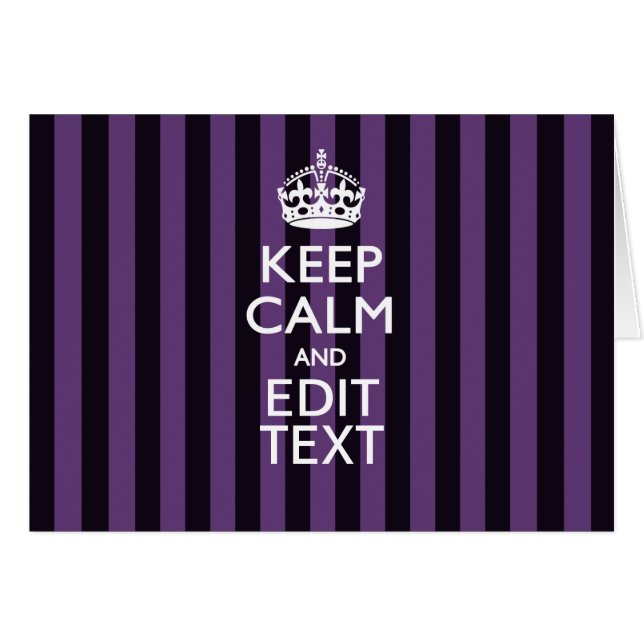Personalize it Keep Calm Your Text Purple Stripes (Front Horizontal)