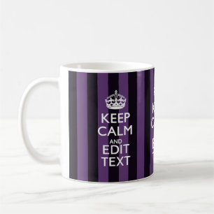 Personalize it Keep Calm Your Text Purple Stripes Coffee Mug