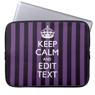 Personalize it Keep Calm Your Text Purple Stripes Laptop Sleeve