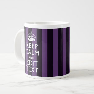 Personalize it Keep Calm Your Text Purple Stripes Large Coffee Mug