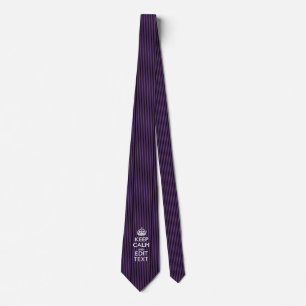 Personalize it Keep Calm Your Text Purple Stripes Tie