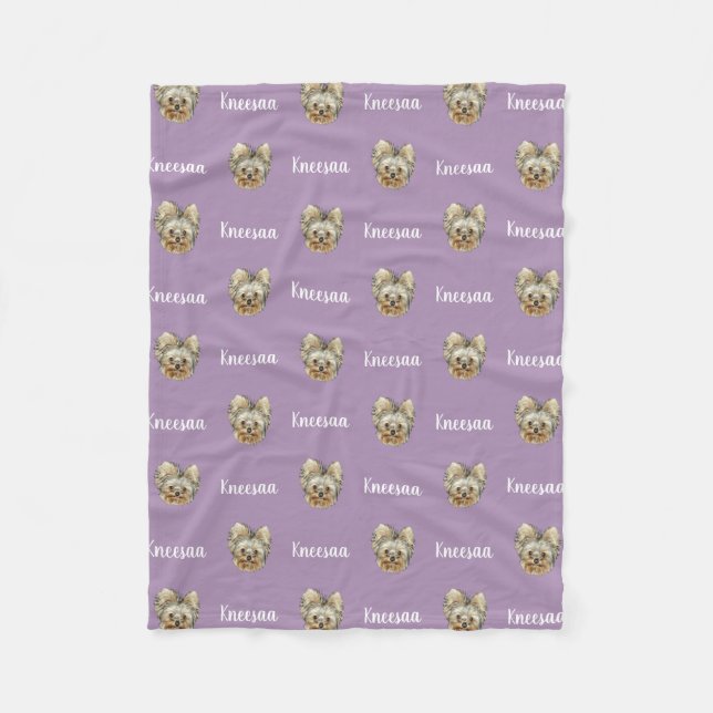Personalize It! LAVENDER Pet Photo And Name Fleece Blanket (Front)