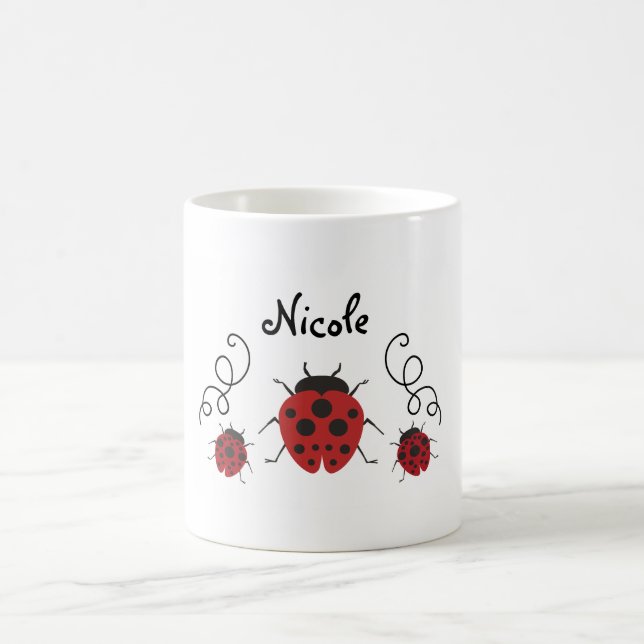 Personalize it Modern Red Ladybug Coffee Mug (Center)