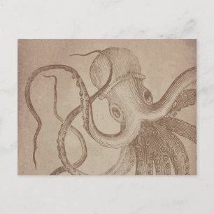 Personalize it old octopus sea Vintage Paper Postcard