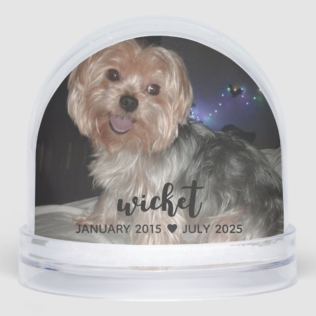Personalize It! Pet Memorial Photo & Name BLACK Snowglobe (Front)