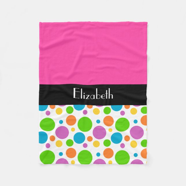 Personalize it - Polka Dot Pattern Fleece Blanket (Front)